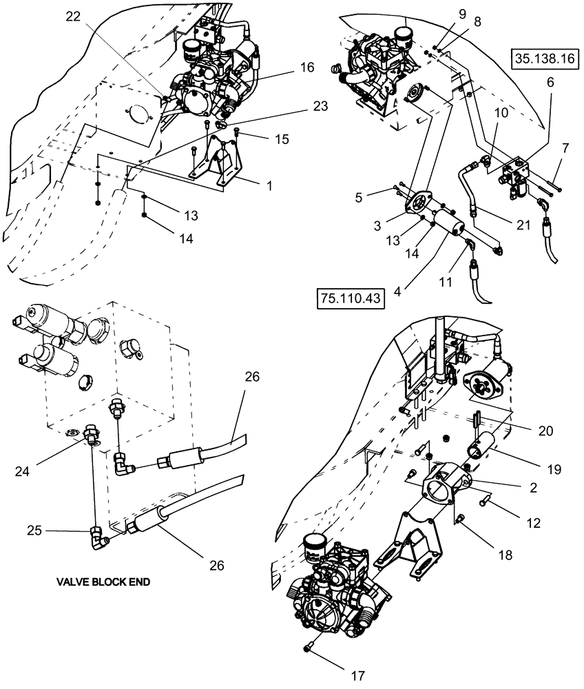 Схема запчастей Case IH 1250 - (75.110.39) - LIQUID FERTILIZER - PUMP AND MOUNTING - 24 ROW, 600 GALLON TANK (75) - SOIL PREPARATION