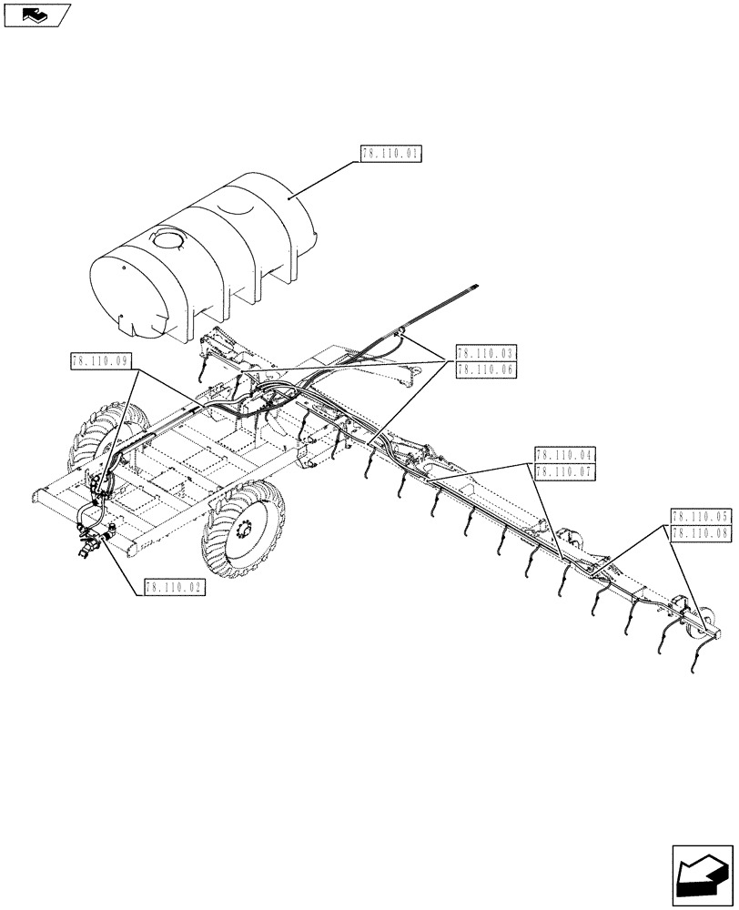 Схема запчастей Case IH 920 - (78.110.00) - PICTORIAL INDEX - PLUMBING (78) - SPRAYING