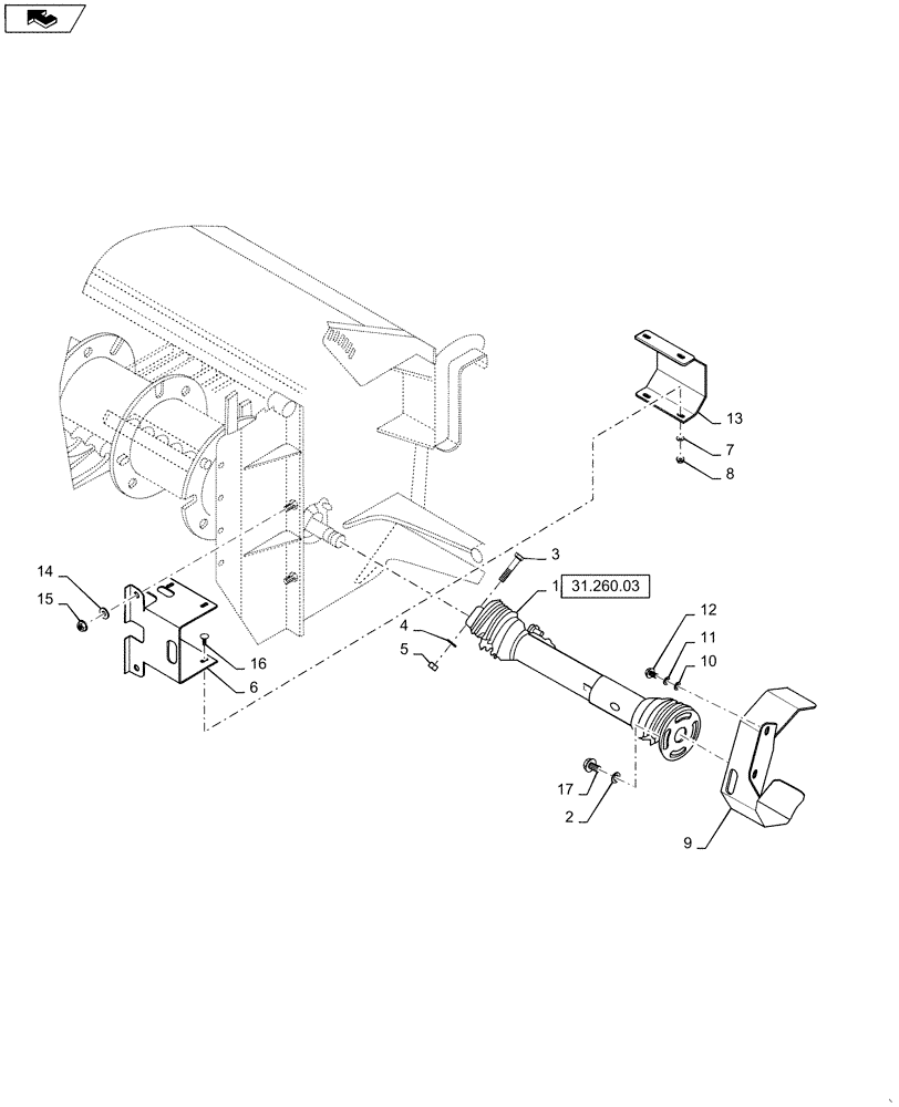 Схема запчастей Case IH RD163 - (31.260.02) - PTO GROUP, 16FT FLAIL (31) - IMPLEMENT POWER TAKE OFF