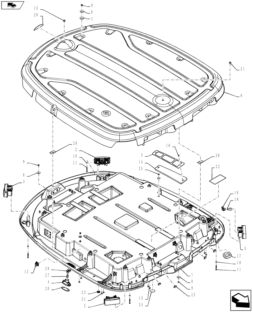 Схема запчастей Case IH TITAN 3030 - (90.150.02) - CAB ROOF AND LIGHTS (90) - PLATFORM, CAB, BODYWORK AND DECALS