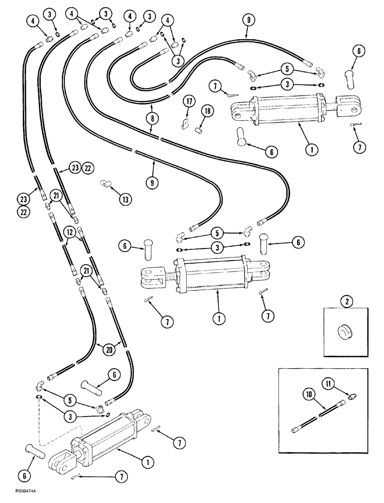 Схема запчастей Case IH 7500 - (08-06) - HYDRAULIC SYSTEM, ON THE LAND PLOWS, P.I.N. JAG0303580 AND AFTER (08) - HYDRAULICS