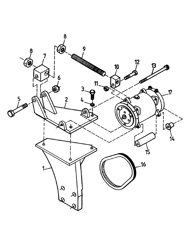 Схема запчастей Case IH 7700 - (A13-08) - AIR CONDITIONER COMPRESSOR, MOUNT AND BELT, 3306 Mainframe & Functioning Components