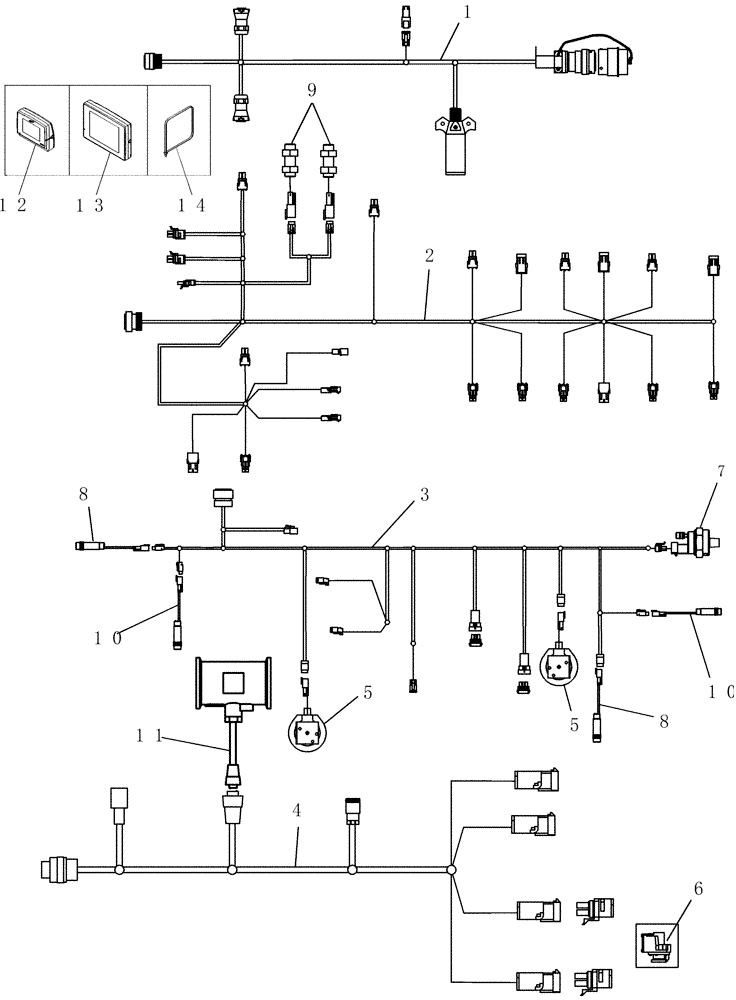 Схема запчастей Case IH 1200PT - (A.50.A[08]) - ELECTRICAL HARNESSES (BSN CBJ022251) A - Distribution Systems