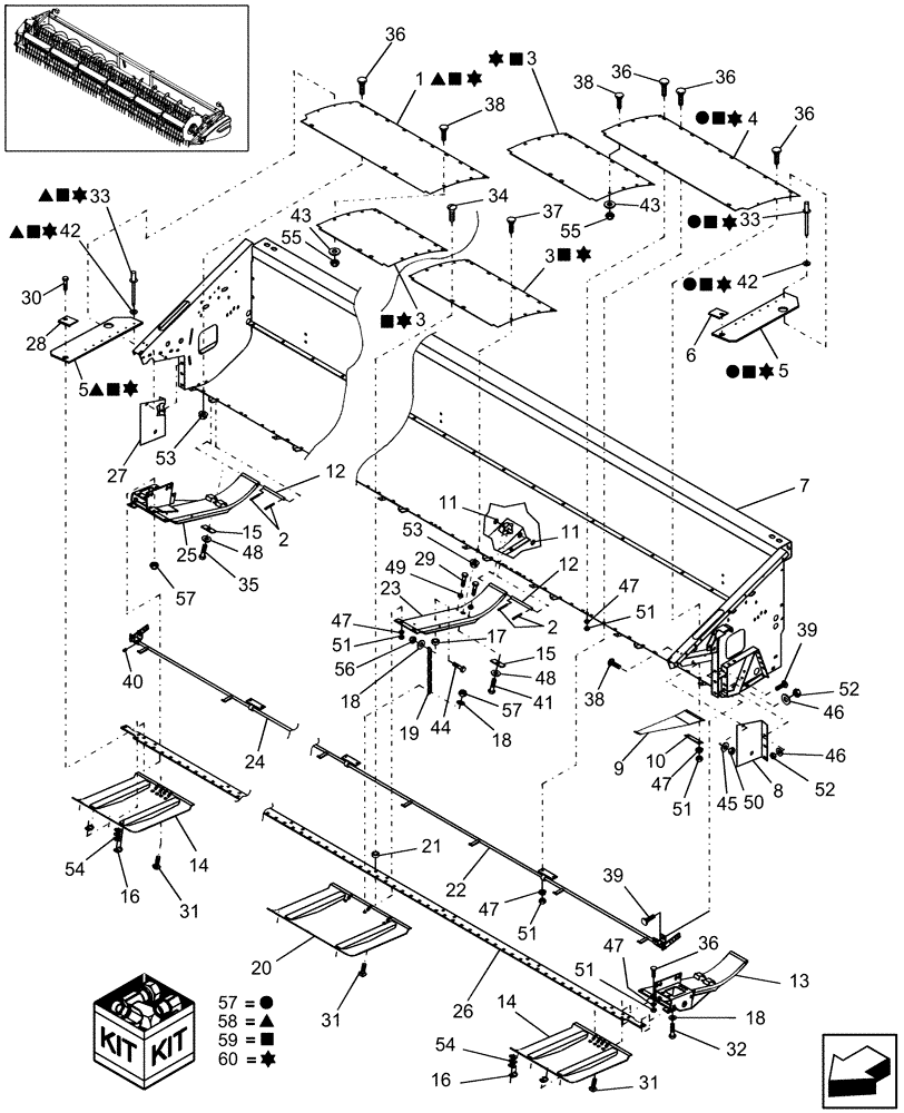 Схема запчастей Case IH 2010 - (20.12.01[2]) - MAIN FRAME & FLOORS, 2020, 20 FT & 25 FT, PIN CBJ020701 TO CBJ021300 (58) - ATTACHMENTS/HEADERS