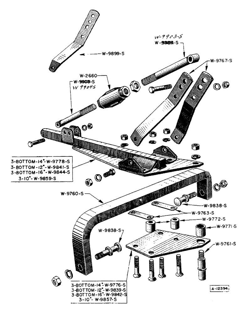 Схема запчастей Case IH BER-SERIES - (06) - DRAFT BAR, MAST AND STABILIZER BAR, THREE BOTTOM PLOW, 10, 12, 14 AND 16 INCHES 