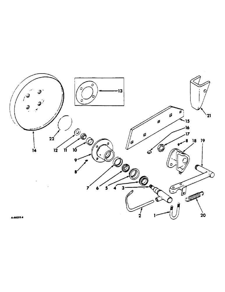 Схема запчастей Case IH 642 - (AE-09) - REAR FURROW WHEEL, SPRING LOADED 