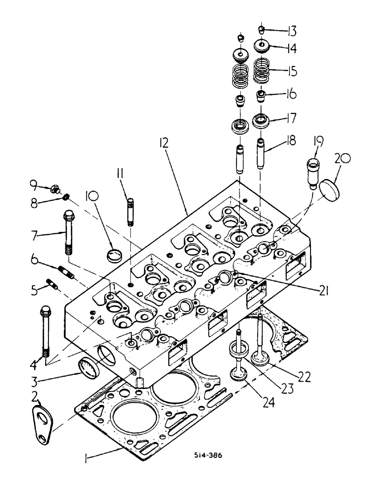 Схема запчастей Case IH 784 - (12-072) - CYLINDER HEAD, VALVES AND STUDS Power