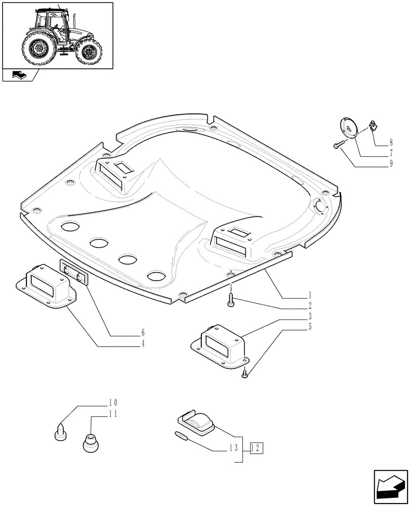 Схема запчастей Case IH FARMALL 95 - (1.92.88[03]) - COVERINGS - W/CAB (10) - OPERATORS PLATFORM/CAB