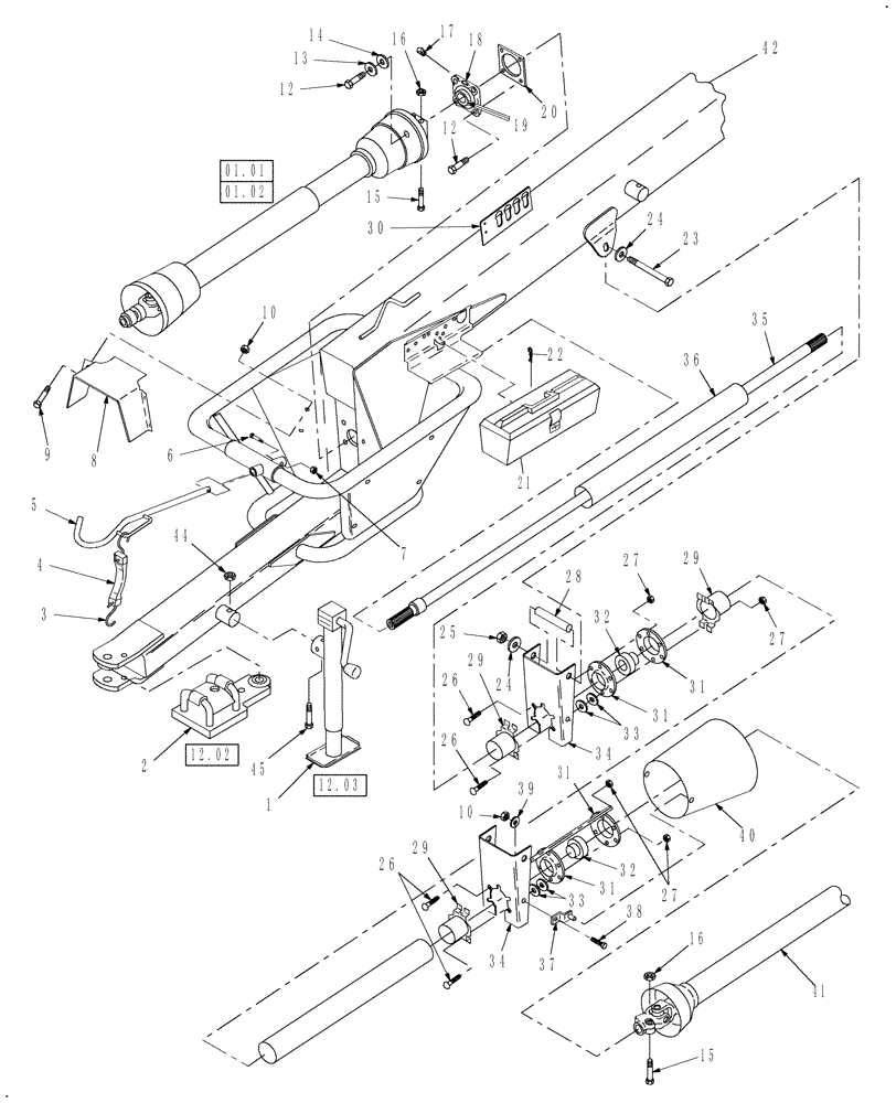 Схема запчастей Case IH DC132 - (12.05) - STANDARD TONGUE, FRONT (12) - MAIN FRAME