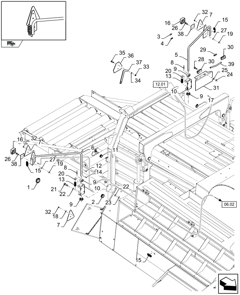 Схема запчастей Case IH LB333P - (06.12[01]) - ROAD LIGHTS, REAR (06) - ELECTRICAL SYSTEMS