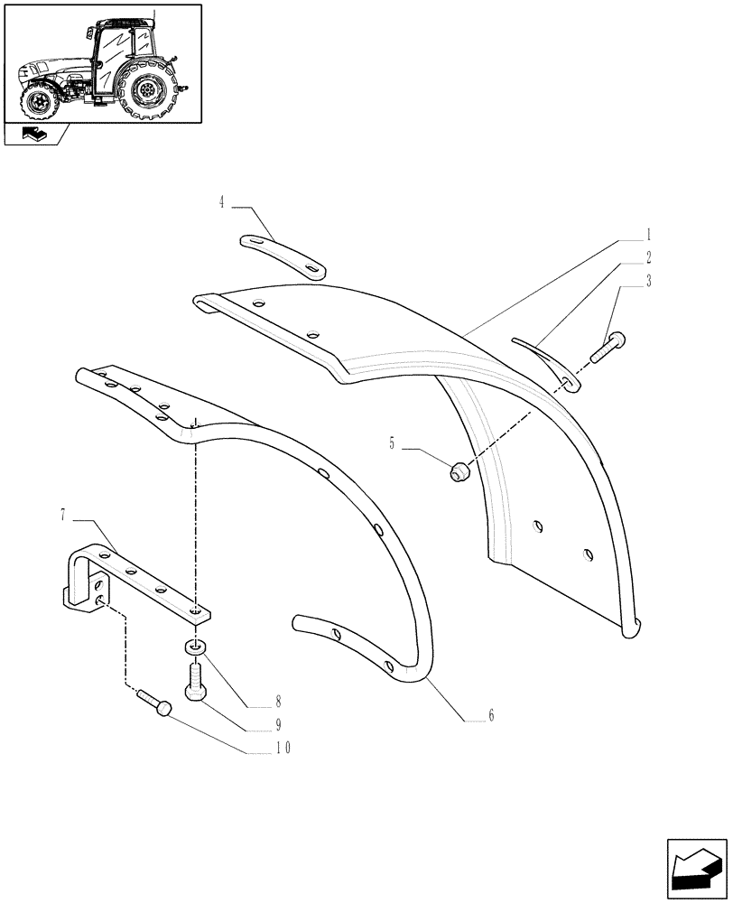 Схема запчастей Case IH FARMALL 105N - (1.43.0) - 2WD FRONT MUDGUARDS (VAR.330863) (04) - FRONT AXLE & STEERING