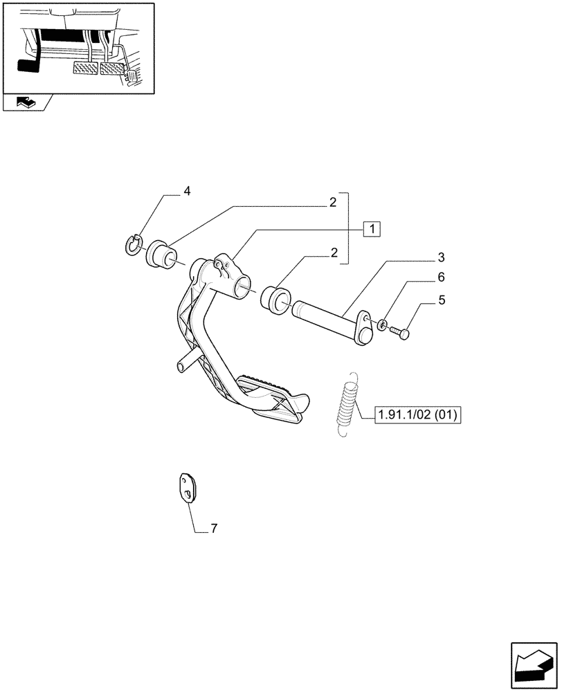 Схема запчастей Case IH FARMALL 85U - (1.95.2[01A]) - CLUTCH CONTROL - PEDAL - D5926 (10) - OPERATORS PLATFORM/CAB