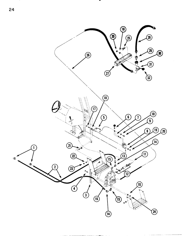 Схема запчастей Case IH 74L - (24) - CABLE CONTROL, 94 SERIES, THREE SPOOL (82) - FRONT LOADER & BUCKET