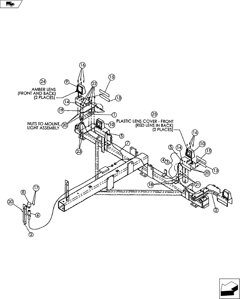 Схема запчастей Case IH P/T CRUMBLER - (55.404.01) - WARNING AND TAIL LIGHT KIT (55) - ELECTRICAL SYSTEMS