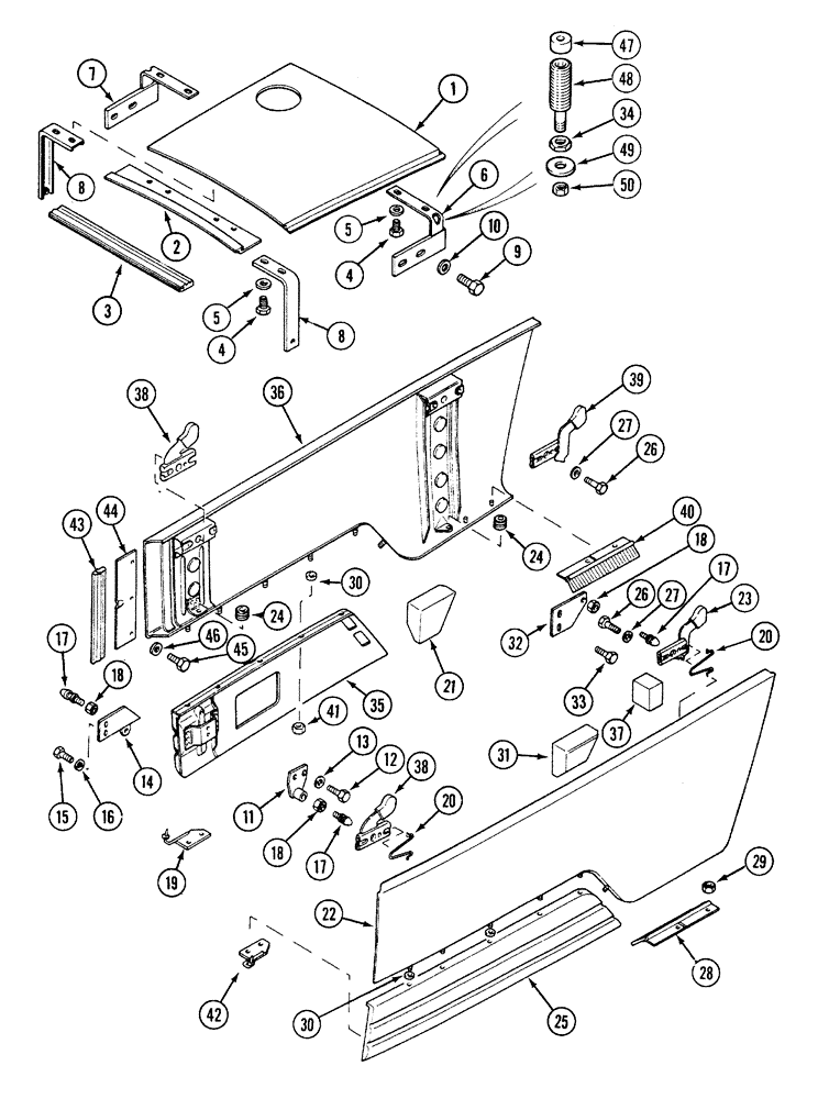 Схема запчастей Case IH 5230 - (9-054) - SIDE PANELS AND TOP SHEET, EARLY, MID PRODUCTION (09) - CHASSIS/ATTACHMENTS