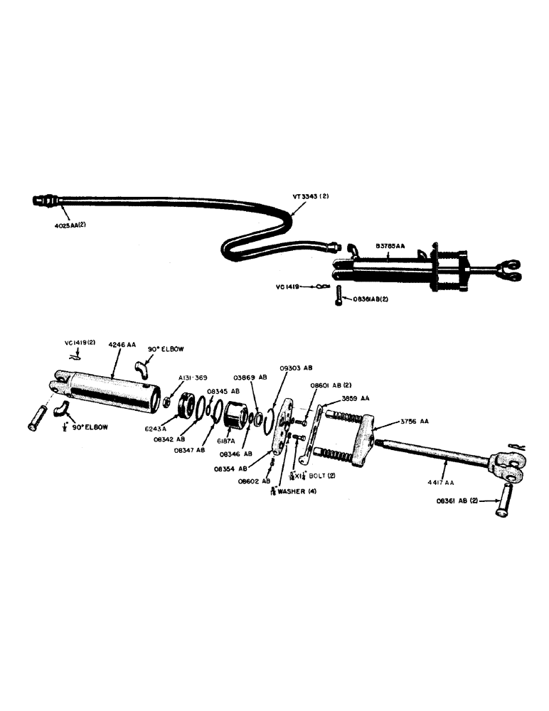 Схема запчастей Case IH 600B-SERIES - (124) - PORTABLE HYDRAULIC CYLINDER AND HOSE, PARTS FOR B3785AA PORTABLE CYLINDER (08) - HYDRAULICS