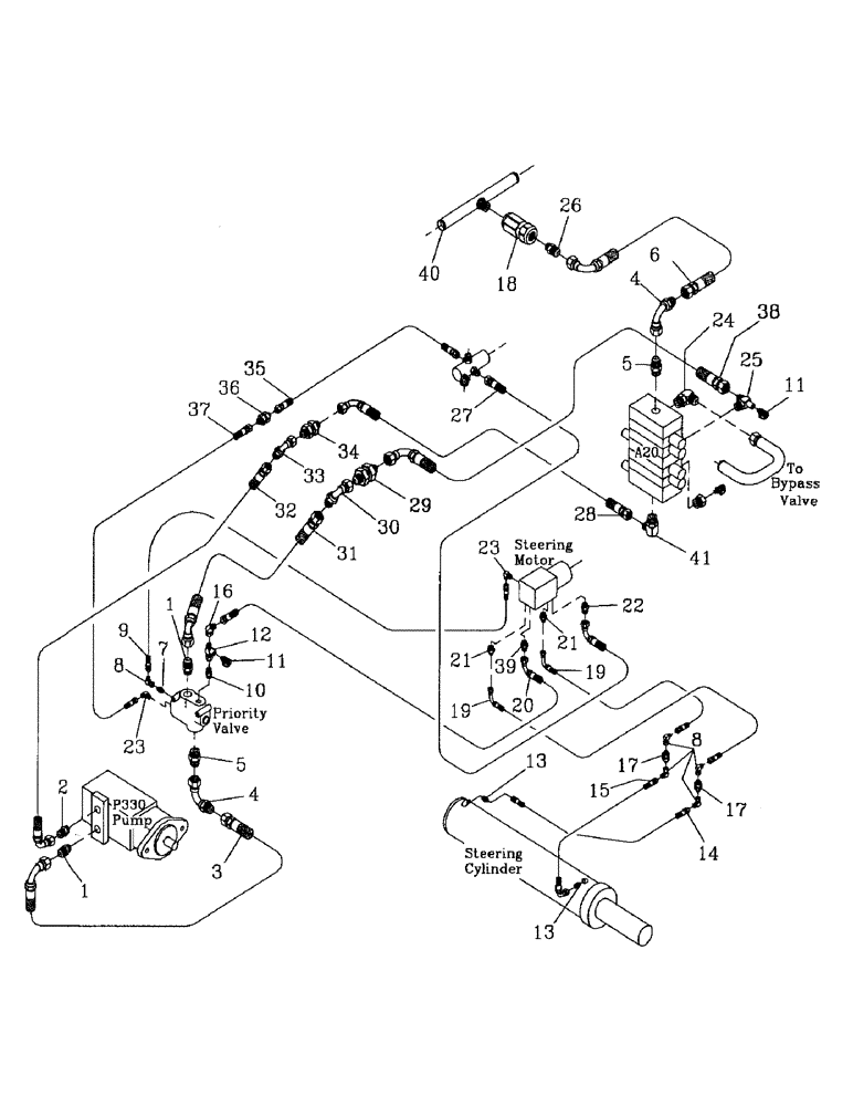 Схема запчастей Case IH AUSTOFT - (B05-03) - HYDRAULIC CIRCUIT, STEERING Hydraulic Components & Circuits