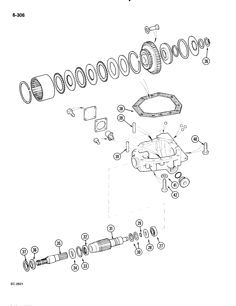 Схема запчастей Case IH 885 - (6-306) - TRANSFER GEARBOX, 4 WHEEL DRIVE P.I.N. 18001 AND AFTER, APL-330 FRONT AXLE (CONTD) (06) - POWER TRAIN