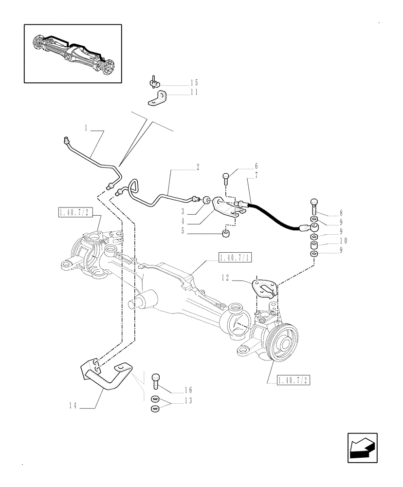 Схема запчастей Case IH MXM130 - (1.40.7/13[03]) - (VAR.463/1) 4WD FRONT AXLE WITH SUSPENSIONS, BRAKE, TERRALOCK, FPS - BRAKES (04) - FRONT AXLE & STEERING