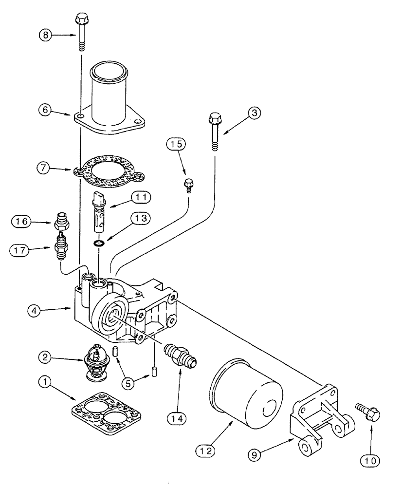 Схема запчастей Case IH 7240 - (2-068) - THERMOSTAT HOUSING, 6T-830 AND 6TA-830 ENGINE, PRIOR TO TRACTOR PIN JJA0064978 (02) - ENGINE
