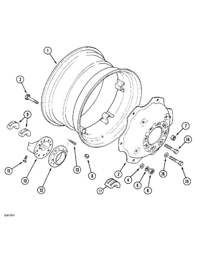 Схема запчастей Case IH 4230 - (6-122) - REAR WHEELS, 26 IN AND 30 IN. WHEELS, AND HUB CLAMP FOR BAR TYPE AXLE (06) - POWER TRAIN
