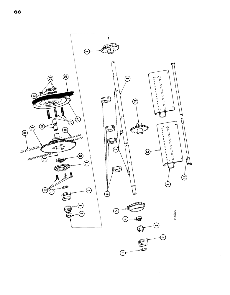 Схема запчастей Case IH 1660 - (066) - FEED RAKE UPPER SHAFT (60) - PRODUCT FEEDING