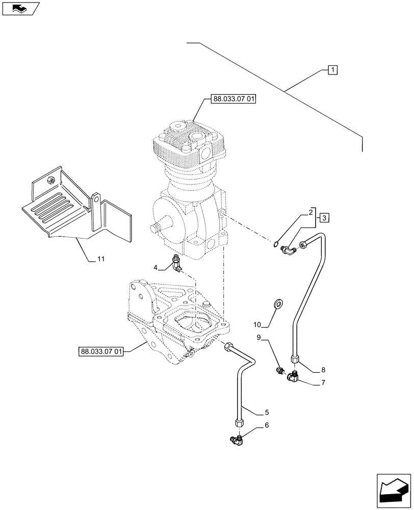 Схема запчастей Case IH PUMA 200 - (88.033.07[02]) - DIA KIT - PNEUMATIC TRAILER BRAKE (ITALY) - PIPES (88) - ACCESSORIES