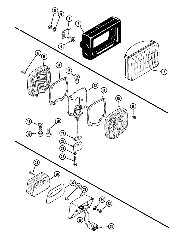 Схема запчастей Case IH 1896 - (4-092) - HEAD LIGHTS / FLASHER LIGHT / TAIL LIGHT (04) - ELECTRICAL SYSTEMS