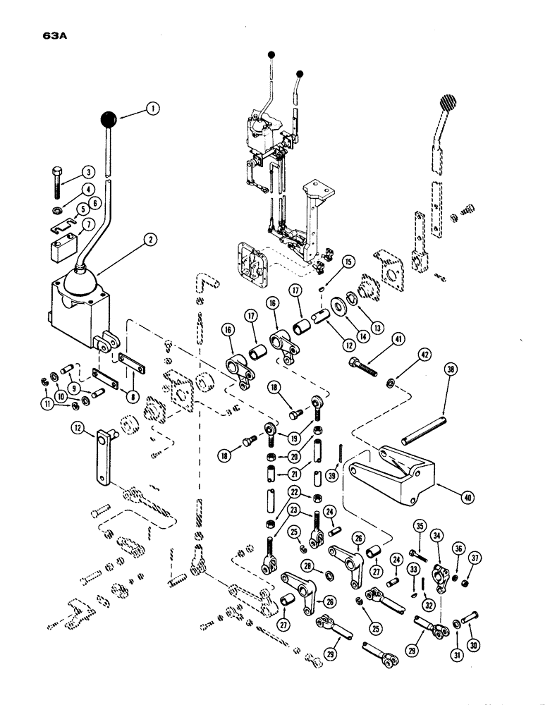 Схема запчастей Case IH 1200 - (063A) - TRANSMISSION RANGE SHIFT LINKAGE, FIRST USED TRACTOR SERIAL NUMBER 9801866 (06) - POWER TRAIN