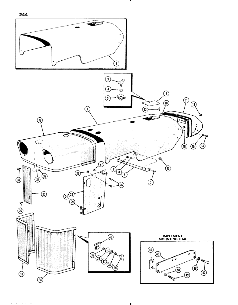 Схема запчастей Case IH 470 - (244) - HOOD, GRILLE AND PANELS, (470 SERIES) (09) - CHASSIS/ATTACHMENTS