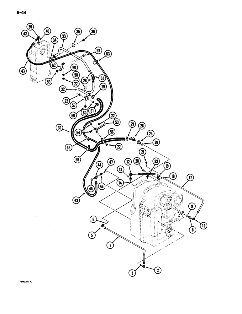 Схема запчастей Case IH 9180 - (6-44) - TRANSMISSION LUBRICATION, TRANSMISSION TO PTO TRANSFER CASE, IF EQUIPPED (06) - POWER TRAIN