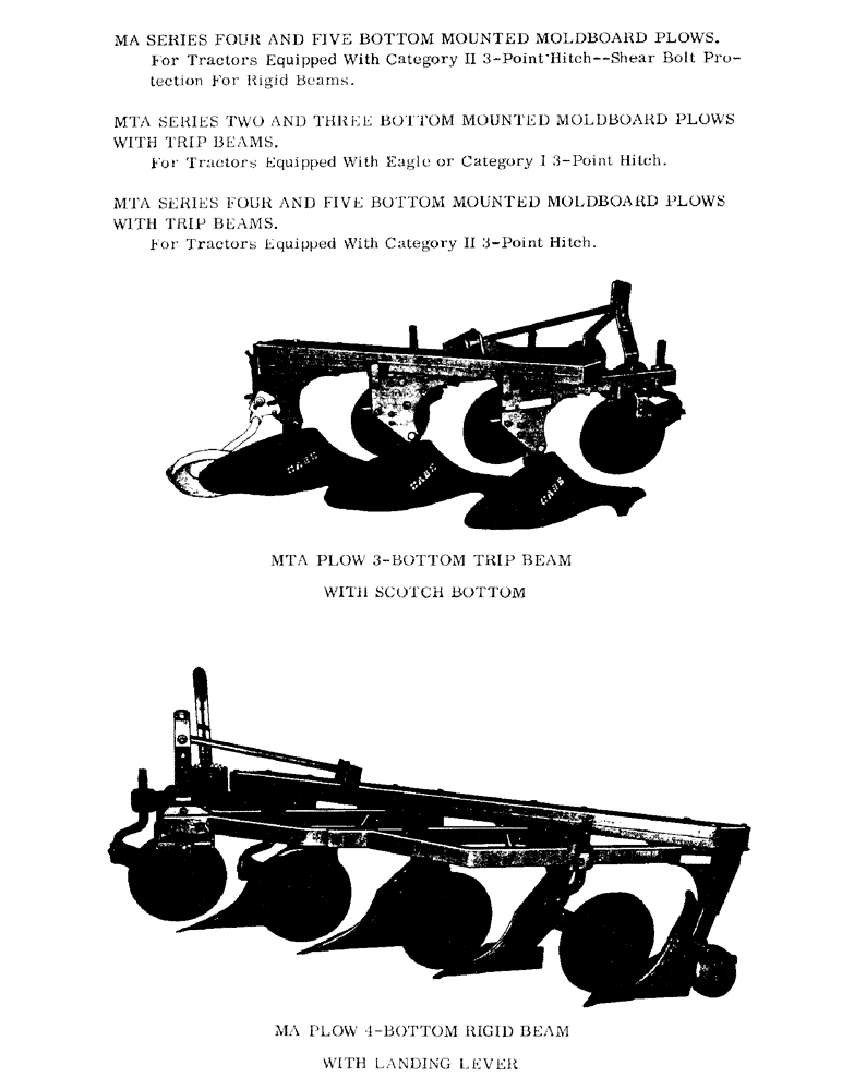 Схема запчастей Case IH MA - (01) - MTA PLOW THREE, BOTTOM TRIP BEAM W/ SCOTCH BOTTOM, MA PLOW FOUR, BOTTOM RIGID BEAM W/ LANDING LEVER 