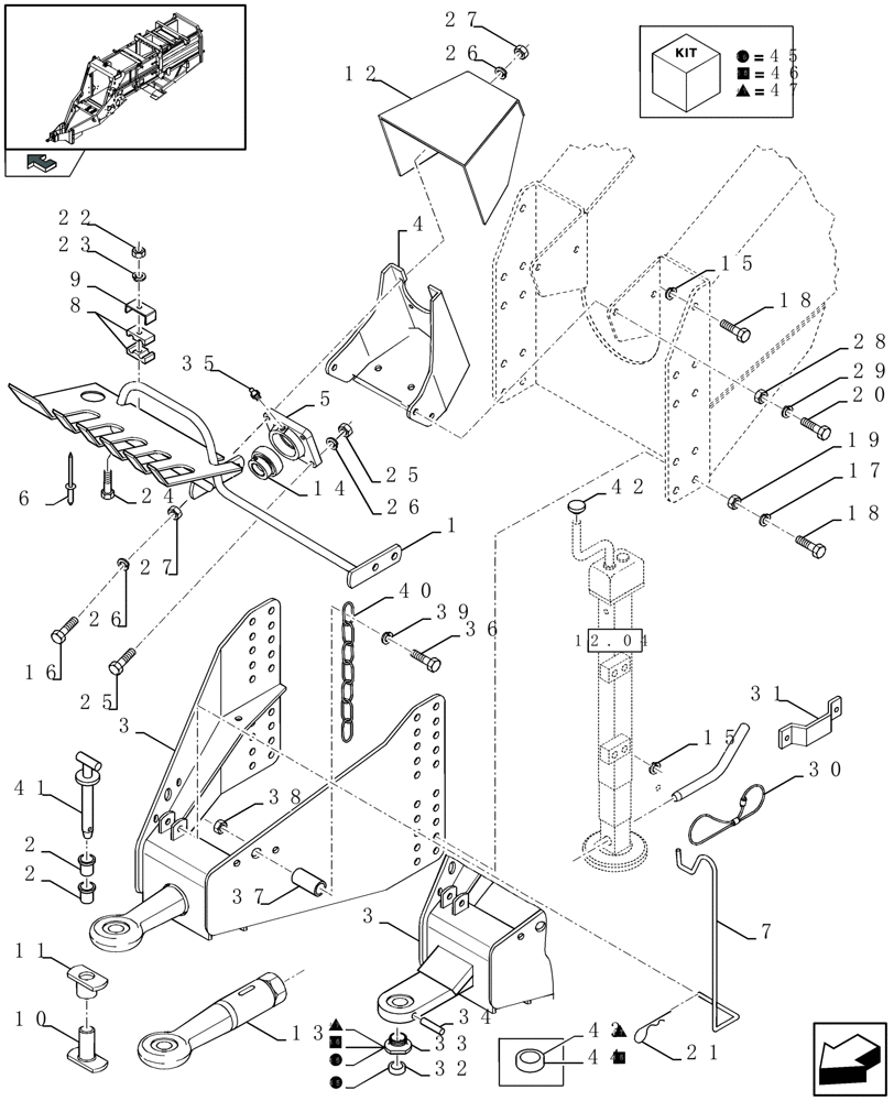 Схема запчастей Case IH LBX332P - (12.02[01]) - JACK AND HITCH (12) - MAIN FRAME