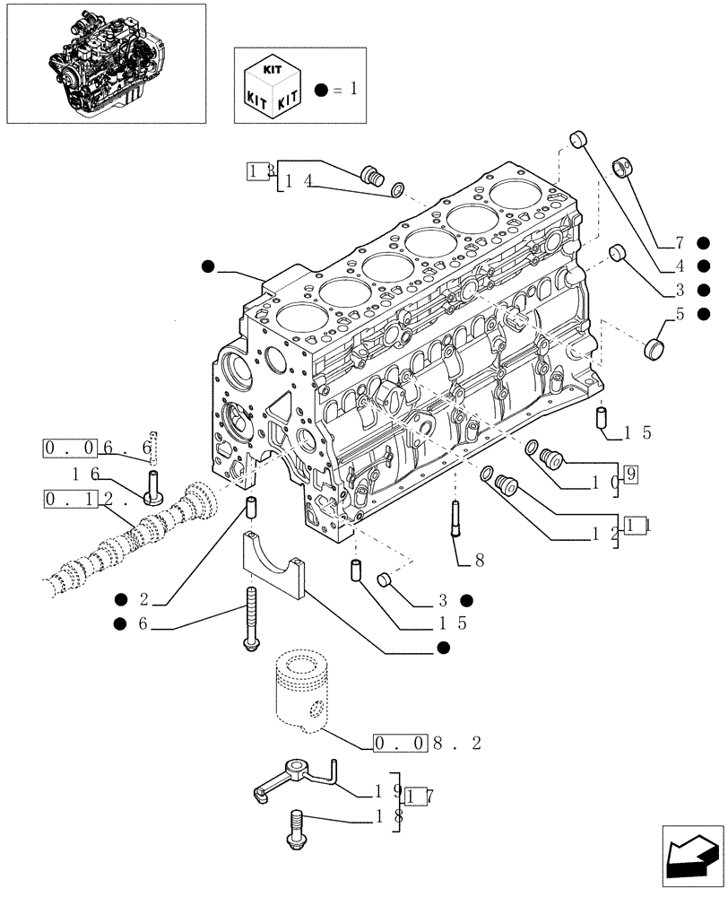 Схема запчастей Case IH F4GE0684G D600 - (0.04.0[01]) - CRANKCASE (504057569) 