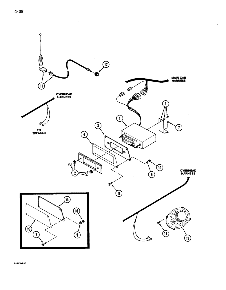 Схема запчастей Case IH 9150 - (4-38) - RADIO AND SPEAKERS (04) - ELECTRICAL SYSTEMS