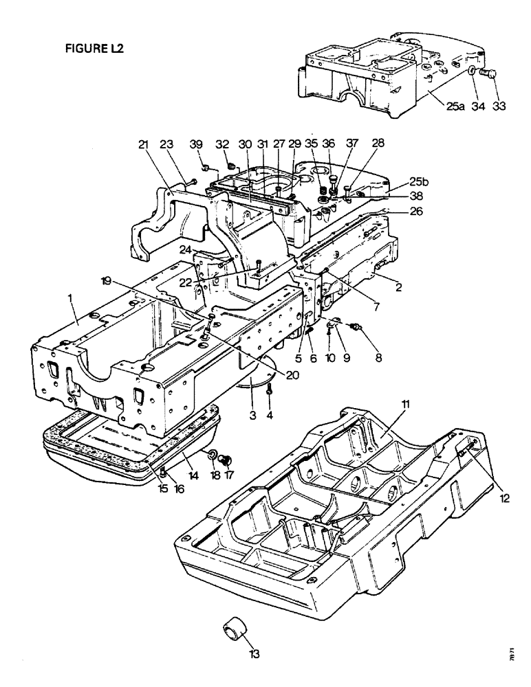 Схема запчастей Case IH 1412 - (L02-1) - CHASSIS, BONNET, FENDERS, SAFETY FRAME AND CAB, MAIN FRAME AND COVERS, TRACS. W/O CAB (12) - CHASSIS