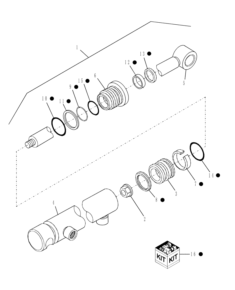 Схема запчастей Case IH LX114 - (003[2]) - LIFT CYLINDER, OLD STYLE (SPANNER HEAD) 