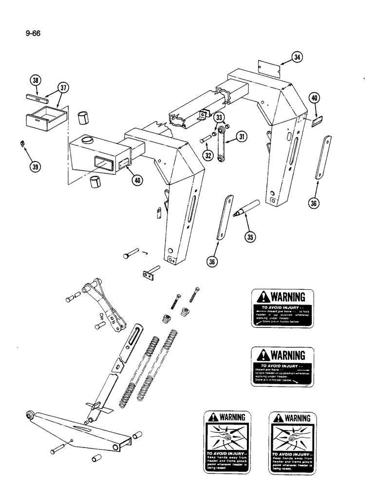 Схема запчастей Case IH 1190 - (9-066) - CARRIER FRAME, 1190 MOWER CONDITIONER (03) - CHASSIS/MOUNTED EQUIPMENT