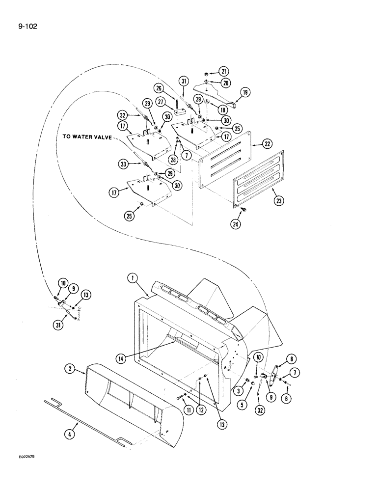 Схема запчастей Case IH 9230 - (9-102) - CAB AIR CONDITIONER AND HEATER, CONTROLS AND AIR PLENUM, PRIOR TO P.I.N. JCB0028400 (09) - CHASSIS/ATTACHMENTS