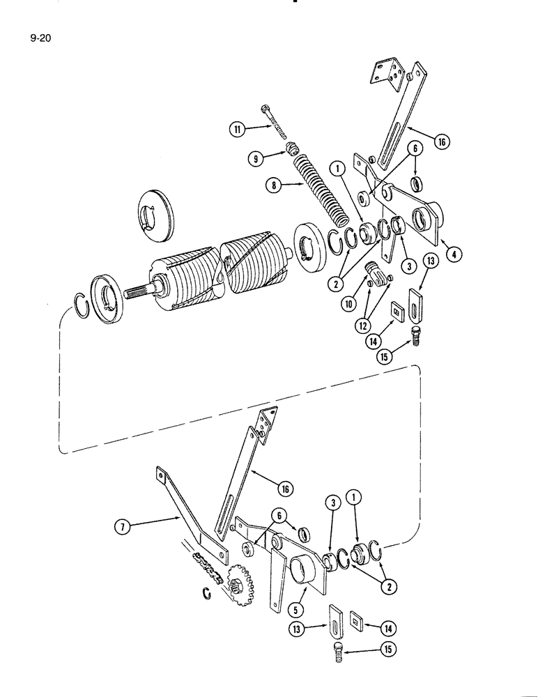Схема запчастей Case IH 5000 - (9-20) - CONDITIONER UPPER RUBBER ROLL, CHASSIS MOUNTED (09) - CHASSIS/ATTACHMENTS