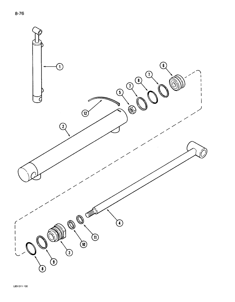 Схема запчастей Case IH 1822 - (8-76) - BASKET DOOR CYLINDER (07) - HYDRAULICS