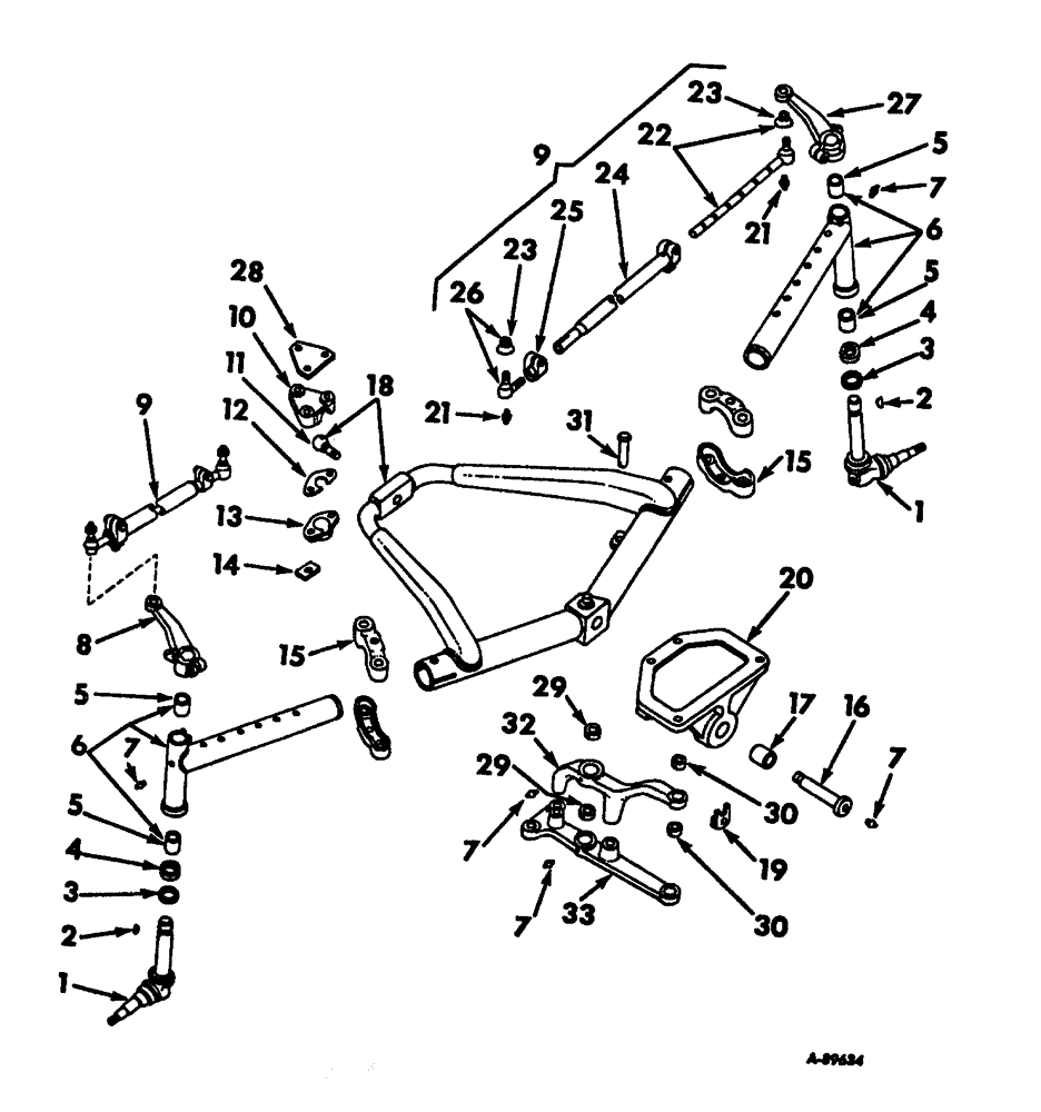 Схема запчастей Case IH 444 - (J-15) - STEER MECH, FRT AXLE & LOWER BOLSTER, 49-69" NARROW TREAD AXLE, TRACTORS W/HYDROSTATIC POWER STEERNG Steering Mechanism
