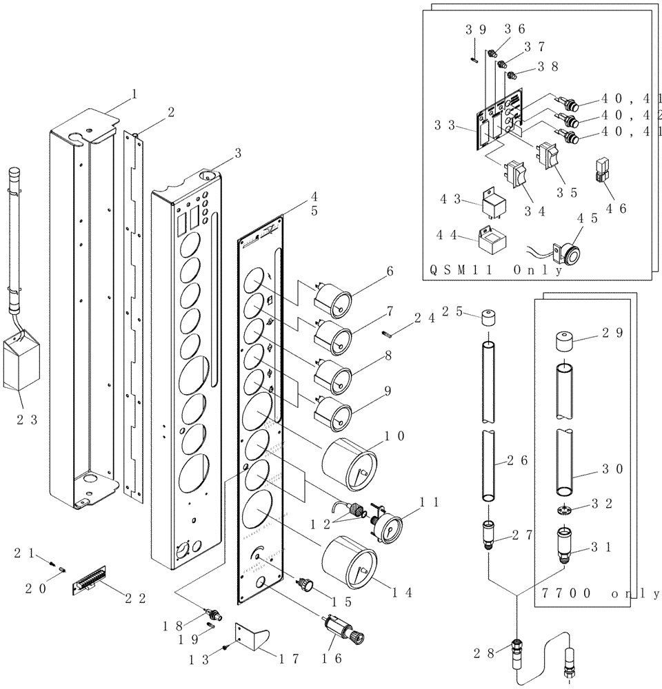 Схема запчастей Case IH 7000 - (A11.10[01]) - Cabin Instrument Panel (90) - PLATFORM, CAB, BODYWORK AND DECALS