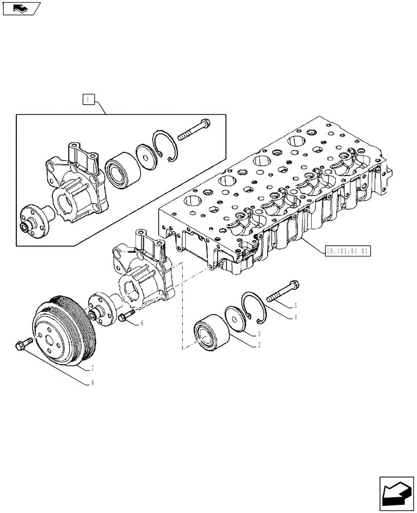 Схема запчастей Case IH FARMALL 65A - (10.414.04) - FAN DRIVE - SUPPORT (10) - ENGINE