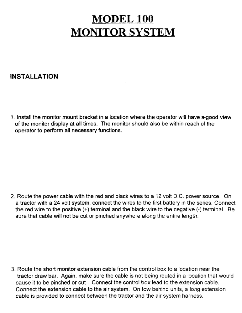 Схема запчастей Case IH 2400 - (C22) - MODEL 100 MONITOR SYSTEM 