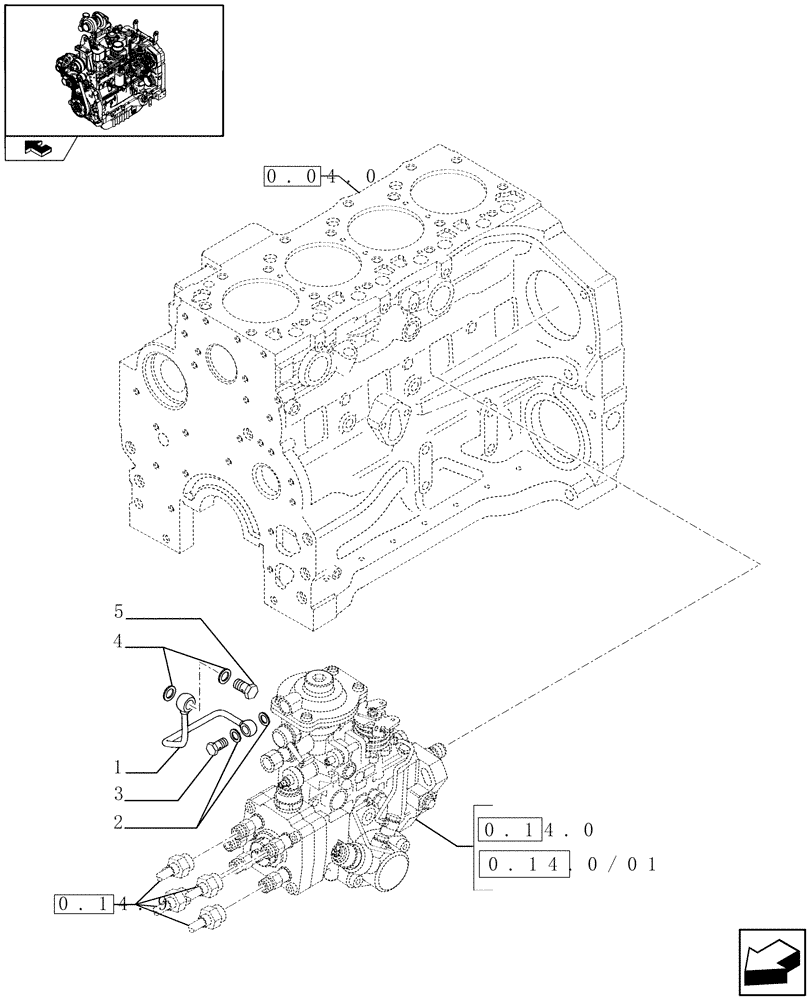 Схема запчастей Case IH FARMALL 95C - (0.14.6) - INJECTION EQUIPMENT - PIPING (01) - ENGINE