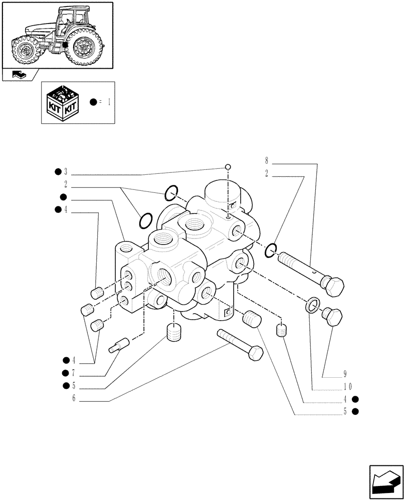 Схема запчастей Case IH FARMALL 95C - (1.33.1/02[01]) - SOLENOID VALVE CAPS - C6389 (04) - FRONT AXLE & STEERING