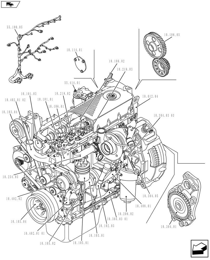 Схема запчастей Case IH 635 - (10.000.01[01]) - ENGINE ENGINE (10) - ENGINE