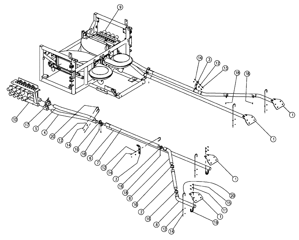 Схема запчастей Case IH 438 - (04-023) - TUBES GROUP, MID, 2.5”, 60’ Boom Group