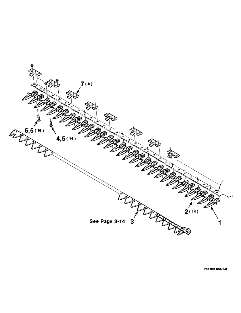 Схема запчастей Case IH 8320 - (3-10) - SICKLE AND GUARD, RANGE, ASSEMBLY, MODEL 8320 ONLY, S/N CFH0001837 AND LATER (09) - CHASSIS